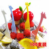 Yingrong disposable fork, fruit fork, plastic cake, snack, sushi fork, salad, creative, cute, home fashion, four-color mixed pack, 100 pieces (simple packaging)
