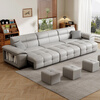 Yang Zhaiji electric sofa bed with zero wall function sofa living room Italian minimalist first layer cowhide Lawrence sofa new 3.70 four-seater + flip coffee table luxury version 2.8mm thickened first layer cowhide