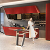 Baineng stainless steel cabinets simple modern custom home kitchen cabinets dark red
