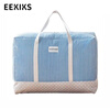 EEKIKS moving packing bag quilt storage bag clothes quilt thickened cotton and linen finishing storage bag 50 liters blue vertical style