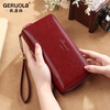 Gorola Wallet Women's Long Genuine Leather Fashion Temperament Versatile Soft Leather Large Capacity Zipper Wallet Clutch Can Hold Mobile Phone Bag Burgundy (Double Zipper) Anti-Theft Brush