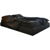 No bedside bed frame, backless bed, minimalist headless bed, fabric bed, fabric bed, black Japanese tatami large bed, no bedside bed frame, backless bed, headless bed + latex mattress, 1500mm*2000mm assembled box bed