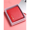 Kangaroo light luxury simple leather wallet women's short ins Chinese Valentine's Day simple fashion small coin purse women's thin red