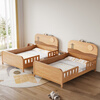 Door-to-door solid wood children's bed with guardrails solid wood children's bed with guardrails 1.2 meters for boys and girls solid wood color 1.5 meters 1.35 all solid wood double side guardrail bed + 10cm soft and hard 1200*2000