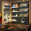 Musong e-sports hole board storage rack Internet cafe wall display rack home study table decoration wall-mounted metal storage rack special black small partition for e-sports default does not come with light strips and accessories