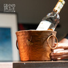 Zhenbaotang all-copper wine barrel creative wineware handmade inlaid with ginkgo leaf hammer pattern ice bucket household champagne beer ice bucket decoration Ping'an Xile wine barrel (capacity about 2500ml)