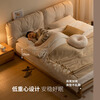 Genji Wood Language Solid Wood Bed Cream Style Down Soft Back Nordic Double Bed Bedroom Furniture Technology Cloth Bed
