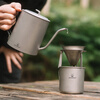 Silver Ant pure titanium hand brewed coffee pot set outdoor household drip filter titanium coffee cup long mouth thin mouth pot can be customized pure titanium coffee stand + titanium filter