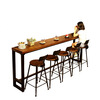 American solid wood bar table retro bar cafe iron bar table and chair combination milk tea shop wall high table customization 200*40*105cm