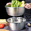 Leishton 304 stainless steel drain basket, vegetable basin, rice washing sieve, kitchen drain basket, household fruit basket, drain basin, rice washing basin, pure extra thick - 24cm drain basin