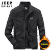 JEEP SPIRIT Jeep Jacket Men's Jacket Autumn and Winter Men's Velvet Windproof Casual Stand Collar Top Men's Black XL