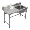 Commercial stainless steel sink with stand kitchen single and double sinks for washing dishes and vegetables wash basin with platform canteen thickened version 100*50*80 single pool right platform