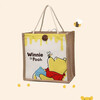 Huao genuine Disney Winnie the Pooh doll handbag cartoon environmentally friendly multi-purpose bag practical holiday gift for wife beige cotton and linen 24cm
