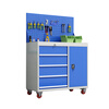 INFORM Tool Cart Multifunctional Parts Storage Cabinet Workshop Tool Cabinet Storage Cabinet Iron Cabinet Left Four Drawing Right Single Door 100*52*85cm Wheeled Gray Blue Can Be Customized
