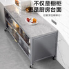 Aoyanlai slate kitchen cabinet storage rack floor-standing multi-layer mobile cupboard sideboard storage cabinet oven microwave storage rack extra thick slate 3 layers light luxury gray length 60 width 44