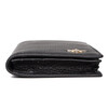 Crocodile shirt New Year's gift first layer cowhide simple women's long wallet bee folding ticket holder girl's birthday black