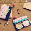 SHU GUO ER Korean cute cartoon cat mini fabric short coin purse women's zipper coin bag small wallet blue small single cat car double pendant two layers