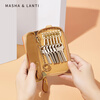 MashaLanti key bag for women 2024 new light luxury car key chain waist hanging key bag New Year gift dark brown with apricot
