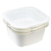 Frost Mountain Drainage Basket Set Multi-layer Microwaveable Household Rice Basket Water Filter Living Room Kitchen Fruit Wash Basin Drainable Water Storage White (21*21*12cm)