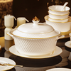 NINE CRANES modern light luxury Jingdezhen bone china bowl and dish set household moving gift bowl and dish set high-end tableware set 80 pieces 10 person set Microwave sterilizer