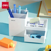 Deli Home Stationery Storage Box Small Object Desktop Storage Pen Holder Cosmetics Desktop Storage Box Light White 8907