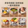 Made in Tokyo, 304 stainless steel basin and sieve five-piece set, vegetable basin, seasoning and basin, marinated meat basin, rice sieve, vegetable washing and draining basket