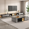 Mushun light luxury coffee table TV cabinet modern simple home living room storage cabinet small apartment retractable TV cabinet combination retractable TV cabinet 1.8-2.6 meters light luxury gray