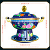 Guo Yiyuan's new cloisonné enamel binaural old Beijing small hot pot single alcohol environmentally friendly oil copper hot pot thickened double hot pot blue background flowers blooming rich copper inner pot 1-2 people 22cm