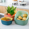 Haofanjie wash basin vegetable basket drain kitchen utensils vegetable basket supplies vegetable basin vegetable basket household vegetable basket basket double-layer U-shaped small size - orange