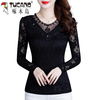 Woodpecker Brand Bottoming Shirt Women's Mesh Lace Bottoming Top Women's Tops Autumn and Winter 2025 New Fashion Style Plus Black Regular XL 90-110 Jin