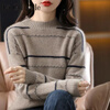 La Chapelle slim sweater women's half turtleneck striped knitted bottoming shirt autumn and winter thickened loose top spring pure 100 dynamic heating thick camel XL pure 100 dynamic heating