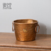 Zhenbaotang all-copper wine barrel creative wineware handmade inlaid with ginkgo leaf hammer pattern ice bucket household champagne beer ice bucket decoration Ping'an Xile wine barrel (capacity about 2500ml)