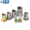 Guwanji 304 stainless steel flat head rivet nut galvanized flat head column striped rivet nut knurled countersunk head pull nut flat head rivet nut M6 50 pieces - colored zinc material
