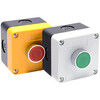 Button box flat head self-reset start switch box 1 hole waterproof and dustproof IP65 green normally open BA31 yellow button box + green 1 open 1 closed
