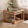 Genji Muyu solid wood glass coffee table designer log furniture small apartment size combination rattan small tea table solid wood color square table set (small square table + large square table) complete set