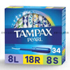 TAMPAX American Tampax Symphony long and short catheter with built-in tampon for swimming, 36 pieces of pearls - long catheter - small flow L