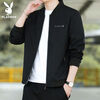 Playboy New Men's Jacket Spring and Autumn Jacket Men's Casual Slim Top Thin Breathable Baseball Uniform Work Wear Trendy and Versatile 2030 Black (Spring and Autumn Style) XL 120-135 Jin