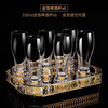 Duoli gold foil crystal glass juice cup, beer glass, milk cup, large capacity beer glass, with rack for restaurants, 6 hanging rotating cup holders + 6 gold foil beer cups