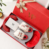 WOOCH Peace and Joy Wedding Gift Coffee Pair of Cups and Saucers Gift Box High-end Exquisite Luxury New Home Move-in Gift for New Year Peace and Joy Pair of Cups-Peace + Joy + Red Gift Box