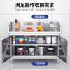 Kuoai 304 stainless steel double-door workbench storage cabinet commercial household dish cabinet kitchen back operating table one-piece welded three-sided edge model length 180 width 80 height 80cm
