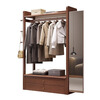 Shaochengke coat rack floor-standing household solid wood coat rack dressing mirror combination living room bedroom multi-functional fitting mirror storage rack walnut color-120cm (installation included)