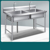 Haike Yijia stainless steel sink with stand sink for washing vegetables and hand washing dishes for commercial hotel and catering double pool 120*70*80 can be customized