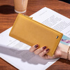 Sephoron New Year long vertical wallet unisex simple anti-theft brushed cowhide two-fold multi-card slot large banknote holder yellow-first layer cowhide gift box packaging