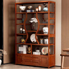 Mianmei Bogu rack solid wood new Chinese tea display cabinet tea room tea cabinet modern simple Duobao Pavilion ornaments storage shelf 120 height with door with pump walnut color no specifications