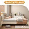 Langxiang solid wood double bed 1.8 meters 2 meters row frame edge frame leather bed master bedroom cream style wedding bed furniture bed + 20cm independent spring mattress 1.8*2 meters