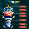 Guo Yiyuan's new cloisonné enamel binaural old Beijing small hot pot single alcohol environmentally friendly oil copper hot pot thickened double hot pot blue background flowers blooming rich copper inner pot 1-2 people 22cm