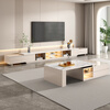 Mushun light luxury coffee table TV cabinet modern simple home living room storage cabinet small apartment retractable TV cabinet combination retractable TV cabinet 1.8-2.6 meters light luxury gray