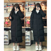 GARNUO Chinese drama same style down jacket for women mid-length knee-length hooded 2025 new winter white duck down thickened black jacket black S 80-100 catties