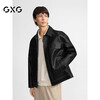 GXG men's simple topstitch design pu leather jacket for men black 175/L