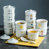 Baitilai Soup Cup, Stew Cup, Water-proof Stew Pot, Household Bird's Nest Steamed Egg Soup Pot with Lid, 1-2 Small Japanese-Style Small Bowl for One Person, Rabbit Series (4 stew pots with lids)